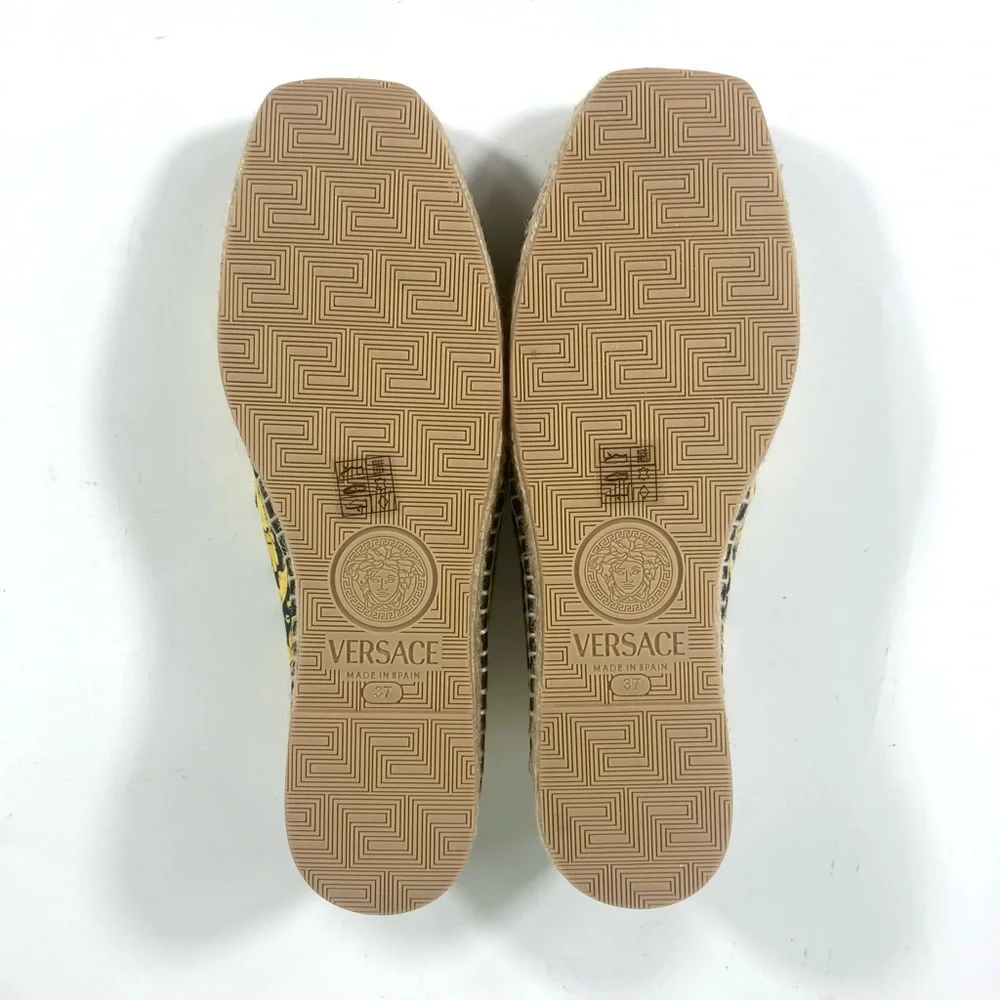 Versace Barocco Print Espadrille 37 EU Nero NEW